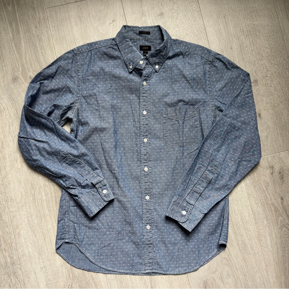 J. Crew Blue Casual Button Down Shirt with Point Collar